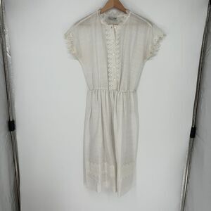 Toni Todd Eyelet Lace Trim Button-Down Dress